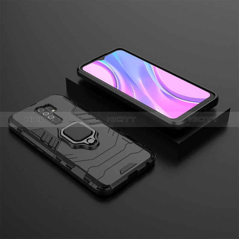 Silikon Hülle Handyhülle und Kunststoff Schutzhülle Hartschalen Tasche mit Magnetisch Fingerring Ständer KC1 für Xiaomi Redmi 9