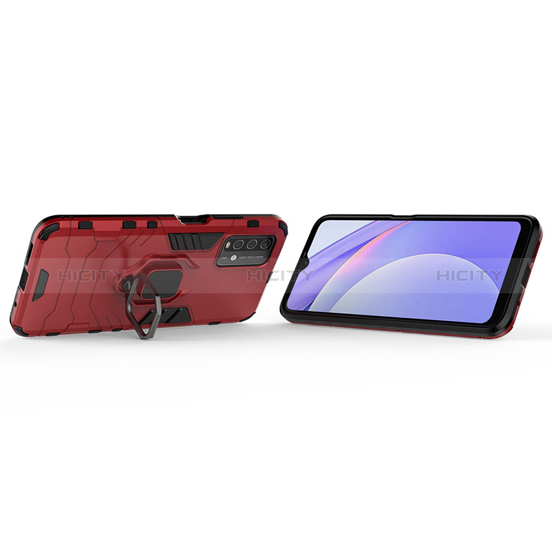 Silikon Hülle Handyhülle und Kunststoff Schutzhülle Hartschalen Tasche mit Magnetisch Fingerring Ständer KC1 für Xiaomi Redmi 9 Power groß