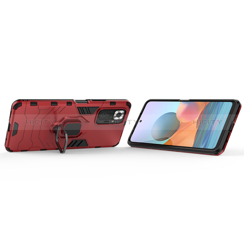 Silikon Hülle Handyhülle und Kunststoff Schutzhülle Hartschalen Tasche mit Magnetisch Fingerring Ständer KC1 für Xiaomi Redmi Note 10 Pro 4G