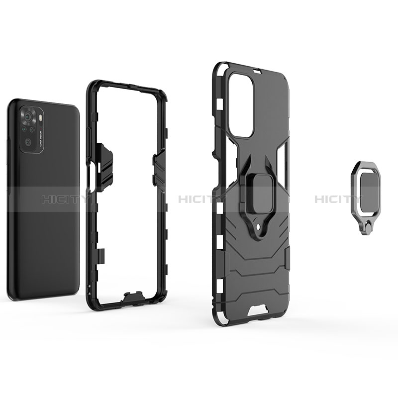 Silikon Hülle Handyhülle und Kunststoff Schutzhülle Hartschalen Tasche mit Magnetisch Fingerring Ständer KC1 für Xiaomi Redmi Note 10S 4G