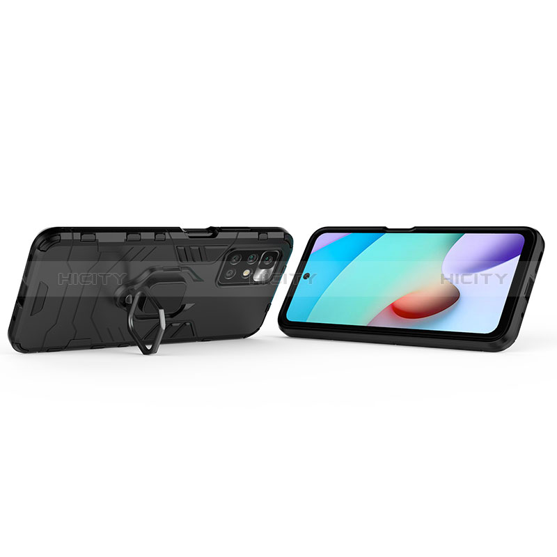 Silikon Hülle Handyhülle und Kunststoff Schutzhülle Hartschalen Tasche mit Magnetisch Fingerring Ständer KC1 für Xiaomi Redmi Note 11 4G (2021)