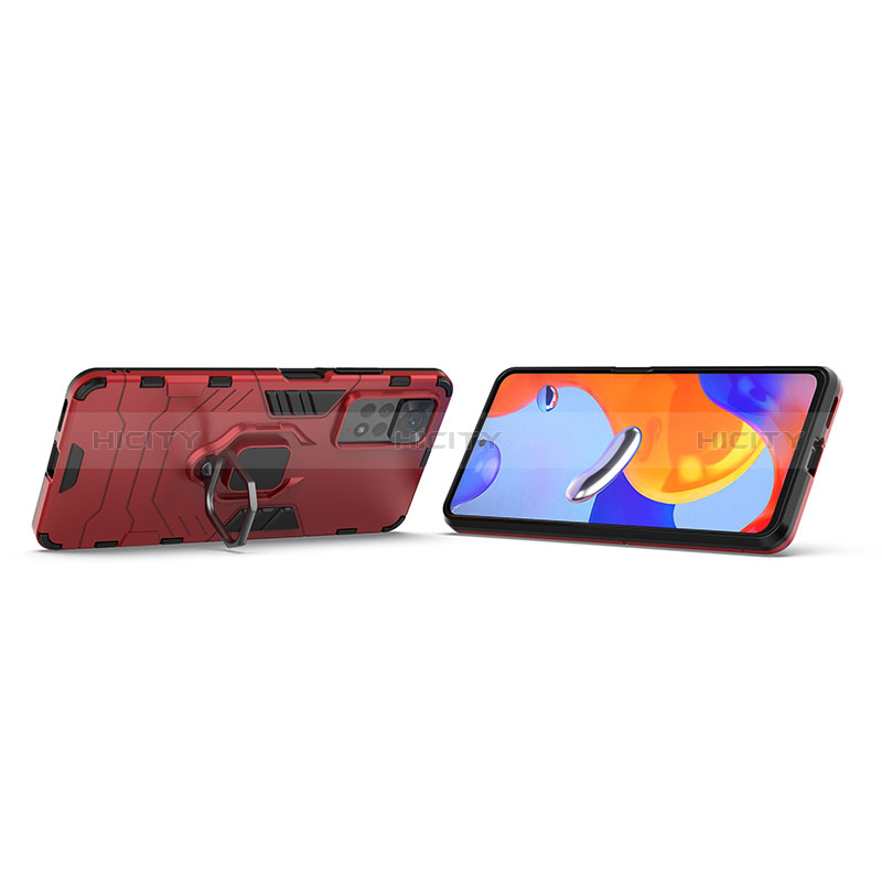 Silikon Hülle Handyhülle und Kunststoff Schutzhülle Hartschalen Tasche mit Magnetisch Fingerring Ständer KC1 für Xiaomi Redmi Note 11 Pro 4G