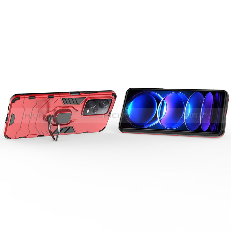 Silikon Hülle Handyhülle und Kunststoff Schutzhülle Hartschalen Tasche mit Magnetisch Fingerring Ständer KC1 für Xiaomi Redmi Note 12 Pro 5G