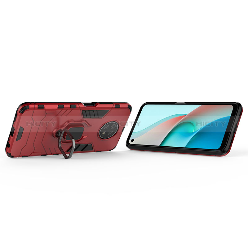 Silikon Hülle Handyhülle und Kunststoff Schutzhülle Hartschalen Tasche mit Magnetisch Fingerring Ständer KC1 für Xiaomi Redmi Note 9 5G groß