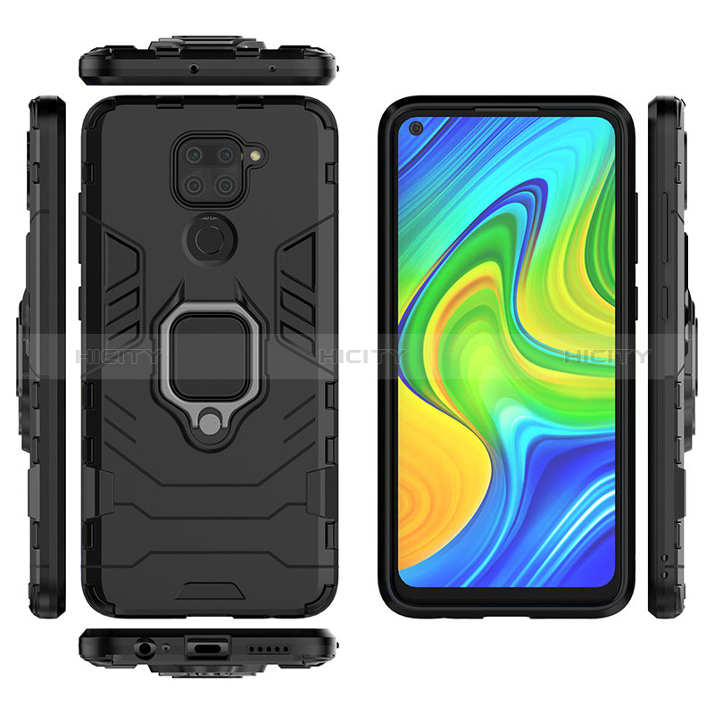 Silikon Hülle Handyhülle und Kunststoff Schutzhülle Hartschalen Tasche mit Magnetisch Fingerring Ständer KC1 für Xiaomi Redmi Note 9 groß