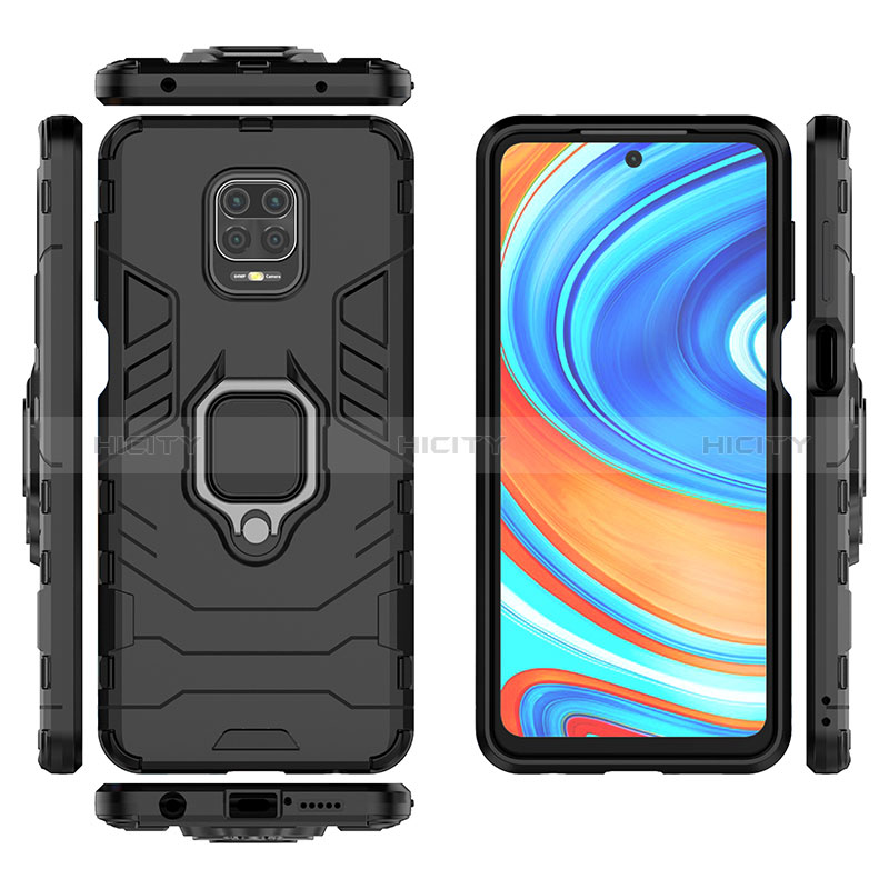 Silikon Hülle Handyhülle und Kunststoff Schutzhülle Hartschalen Tasche mit Magnetisch Fingerring Ständer KC1 für Xiaomi Redmi Note 9 Pro Max groß