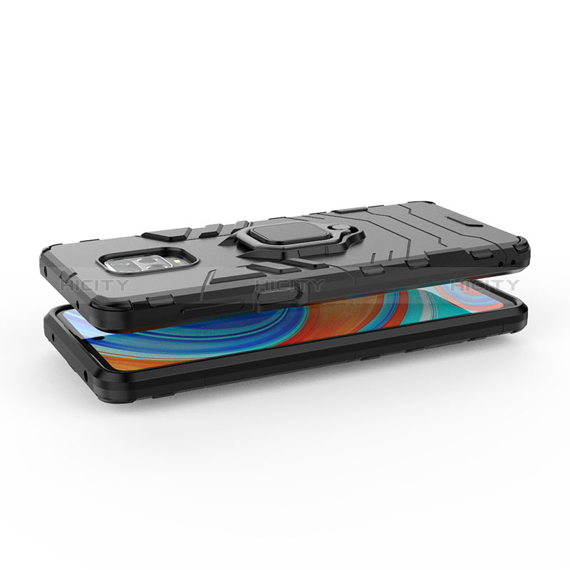 Silikon Hülle Handyhülle und Kunststoff Schutzhülle Hartschalen Tasche mit Magnetisch Fingerring Ständer KC1 für Xiaomi Redmi Note 9S