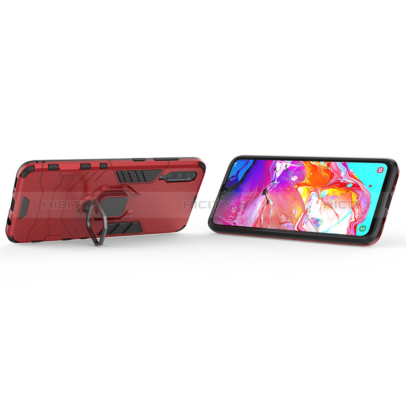 Silikon Hülle Handyhülle und Kunststoff Schutzhülle Hartschalen Tasche mit Magnetisch Fingerring Ständer KC2 für Samsung Galaxy A70