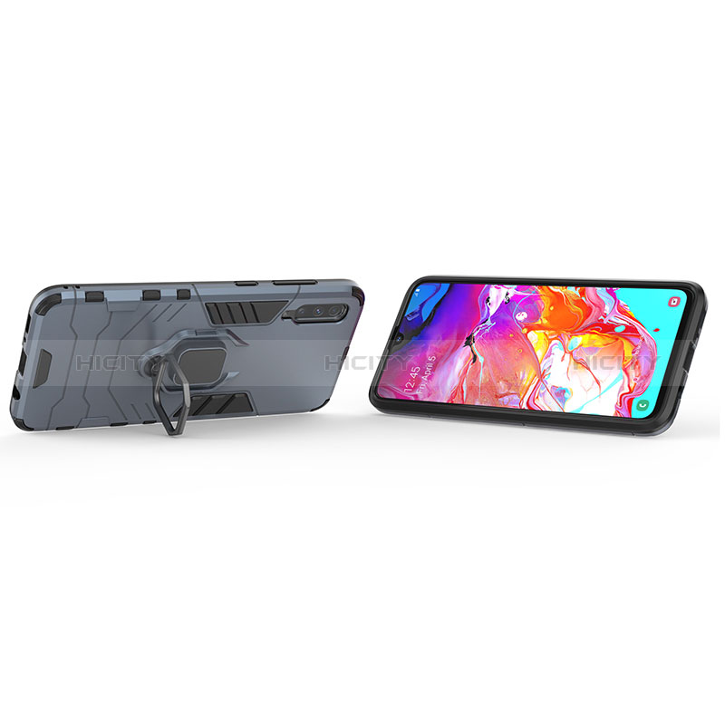 Silikon Hülle Handyhülle und Kunststoff Schutzhülle Hartschalen Tasche mit Magnetisch Fingerring Ständer KC2 für Samsung Galaxy A70