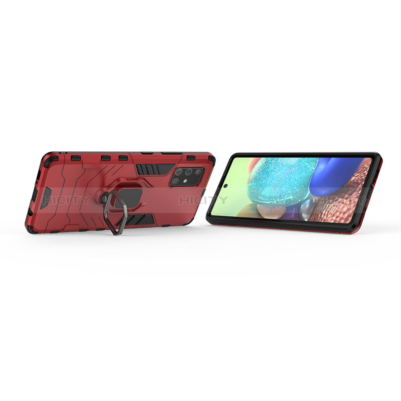 Silikon Hülle Handyhülle und Kunststoff Schutzhülle Hartschalen Tasche mit Magnetisch Fingerring Ständer KC2 für Samsung Galaxy A71 4G A715 groß