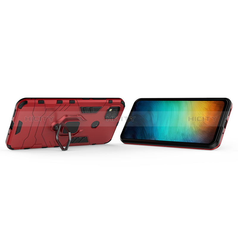 Silikon Hülle Handyhülle und Kunststoff Schutzhülle Hartschalen Tasche mit Magnetisch Fingerring Ständer KC2 für Xiaomi POCO C3