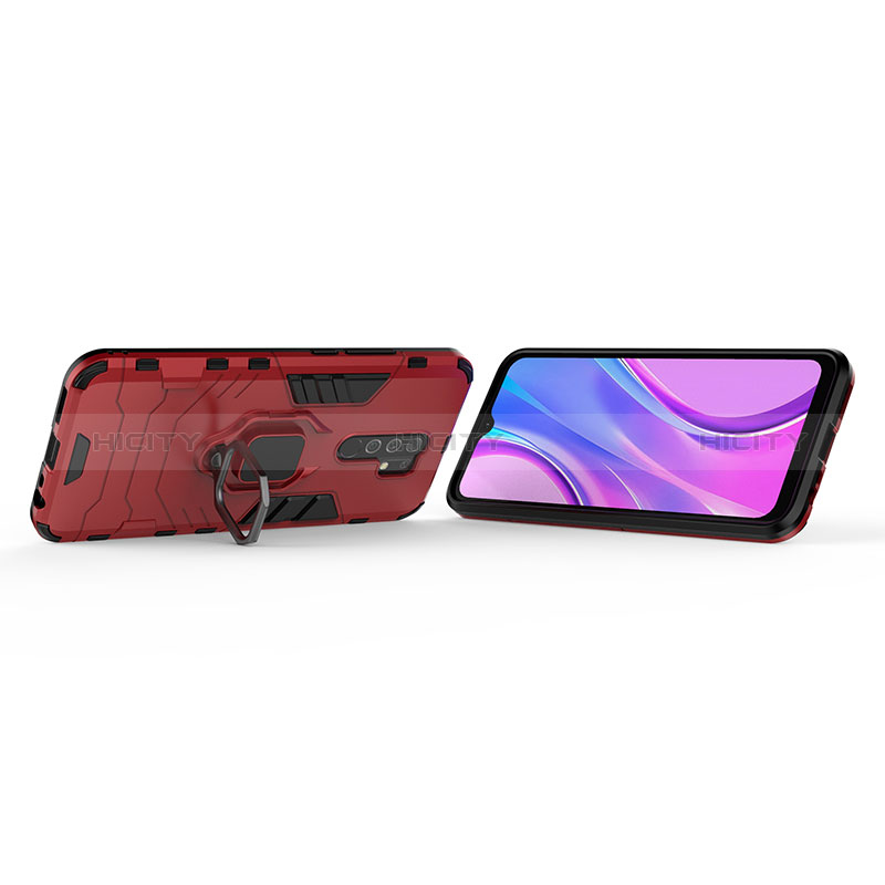 Silikon Hülle Handyhülle und Kunststoff Schutzhülle Hartschalen Tasche mit Magnetisch Fingerring Ständer KC2 für Xiaomi Redmi 9 Prime India