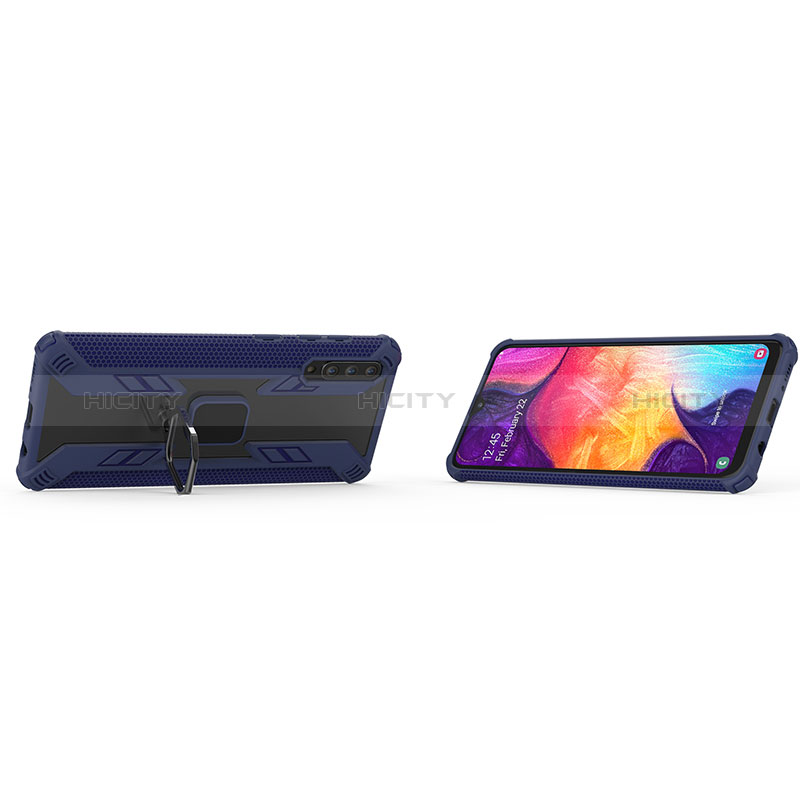 Silikon Hülle Handyhülle und Kunststoff Schutzhülle Hartschalen Tasche mit Magnetisch Fingerring Ständer KC3 für Samsung Galaxy A30S