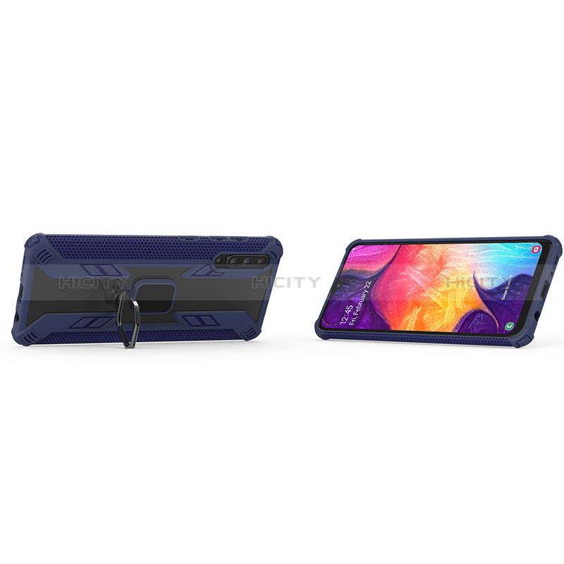 Silikon Hülle Handyhülle und Kunststoff Schutzhülle Hartschalen Tasche mit Magnetisch Fingerring Ständer KC3 für Samsung Galaxy A30S groß