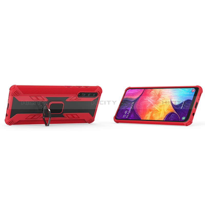 Silikon Hülle Handyhülle und Kunststoff Schutzhülle Hartschalen Tasche mit Magnetisch Fingerring Ständer KC3 für Samsung Galaxy A30S groß