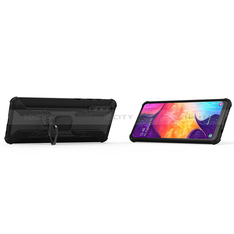 Silikon Hülle Handyhülle und Kunststoff Schutzhülle Hartschalen Tasche mit Magnetisch Fingerring Ständer KC3 für Samsung Galaxy A30S