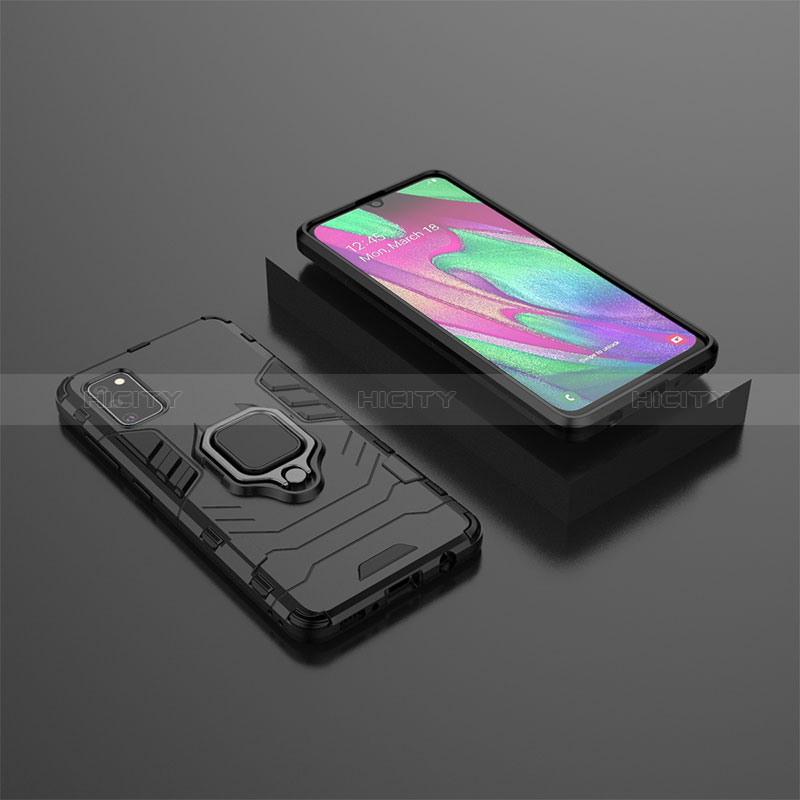 Silikon Hülle Handyhülle und Kunststoff Schutzhülle Hartschalen Tasche mit Magnetisch Fingerring Ständer KC3 für Samsung Galaxy A41