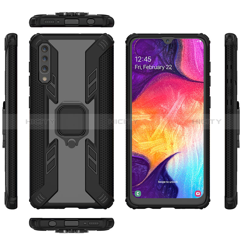 Silikon Hülle Handyhülle und Kunststoff Schutzhülle Hartschalen Tasche mit Magnetisch Fingerring Ständer KC3 für Samsung Galaxy A50S groß