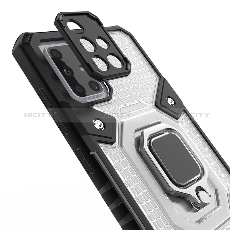 Silikon Hülle Handyhülle und Kunststoff Schutzhülle Hartschalen Tasche mit Magnetisch Fingerring Ständer KC3 für Samsung Galaxy A71 5G