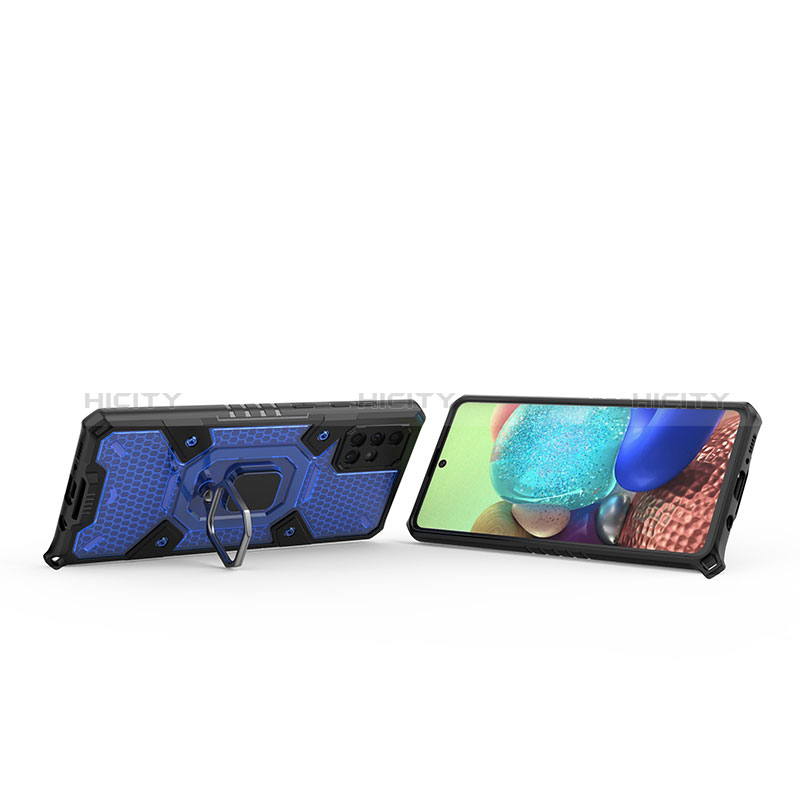 Silikon Hülle Handyhülle und Kunststoff Schutzhülle Hartschalen Tasche mit Magnetisch Fingerring Ständer KC3 für Samsung Galaxy A71 5G groß
