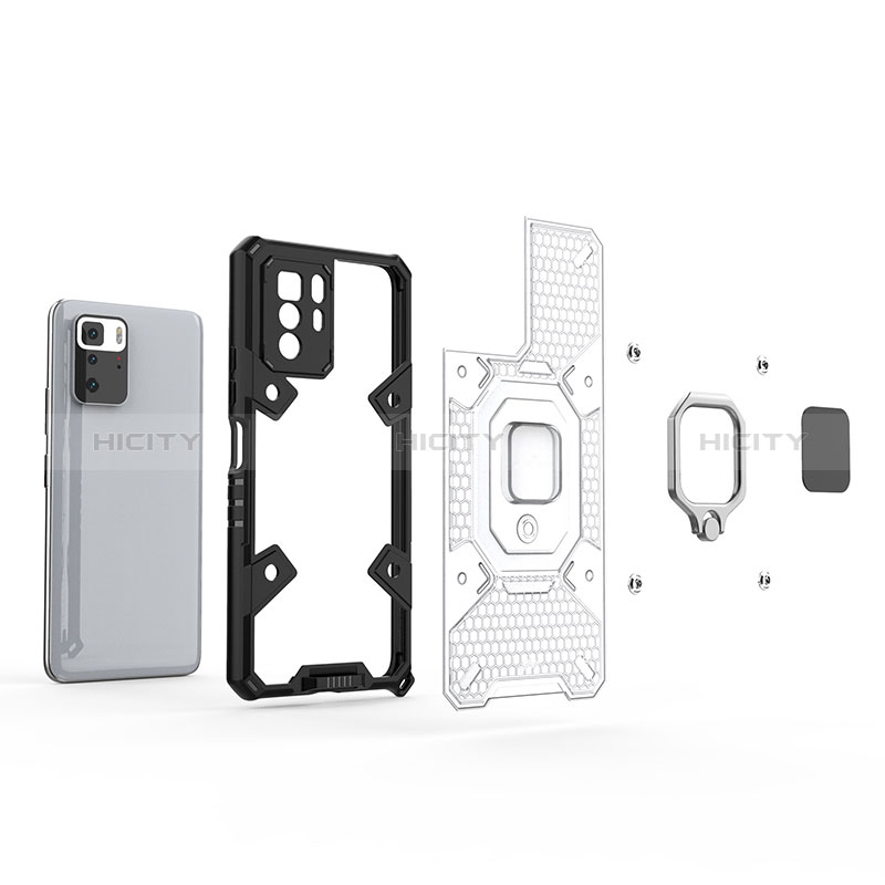 Silikon Hülle Handyhülle und Kunststoff Schutzhülle Hartschalen Tasche mit Magnetisch Fingerring Ständer KC3 für Xiaomi Poco X3 GT 5G groß