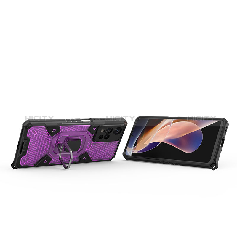 Silikon Hülle Handyhülle und Kunststoff Schutzhülle Hartschalen Tasche mit Magnetisch Fingerring Ständer KC3 für Xiaomi Poco X4 NFC groß