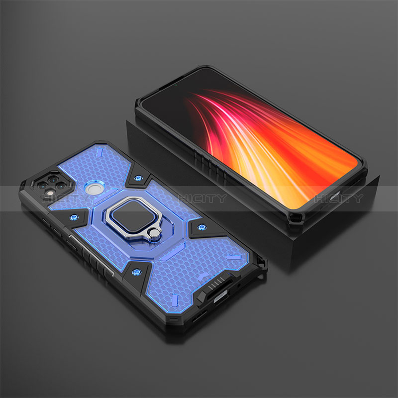 Silikon Hülle Handyhülle und Kunststoff Schutzhülle Hartschalen Tasche mit Magnetisch Fingerring Ständer KC3 für Xiaomi Redmi 9 India