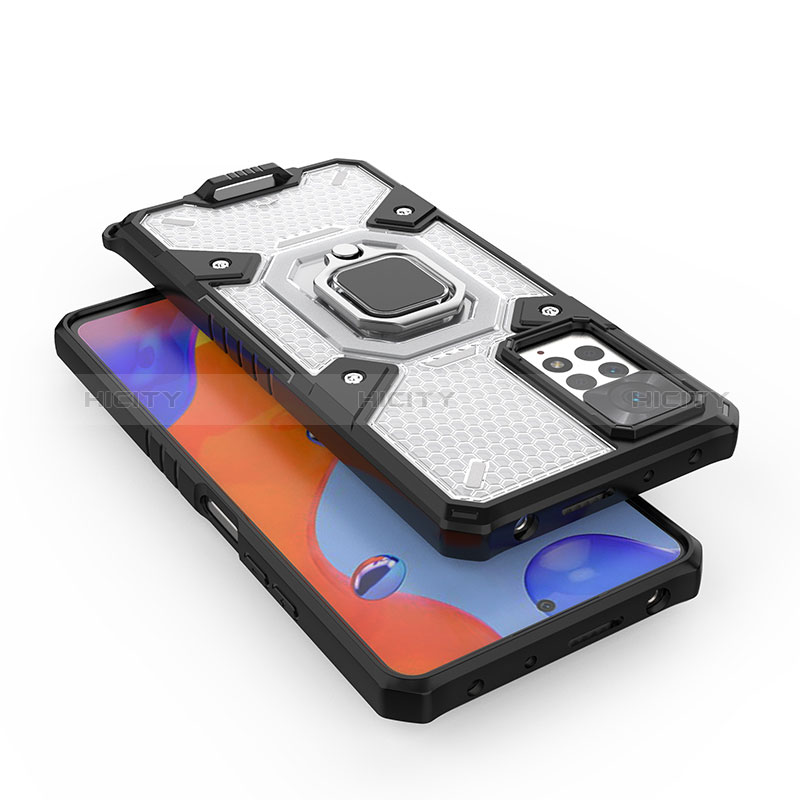 Silikon Hülle Handyhülle und Kunststoff Schutzhülle Hartschalen Tasche mit Magnetisch Fingerring Ständer KC3 für Xiaomi Redmi Note 11 Pro 5G