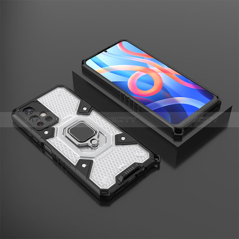 Silikon Hülle Handyhülle und Kunststoff Schutzhülle Hartschalen Tasche mit Magnetisch Fingerring Ständer KC3 für Xiaomi Redmi Note 11S 5G