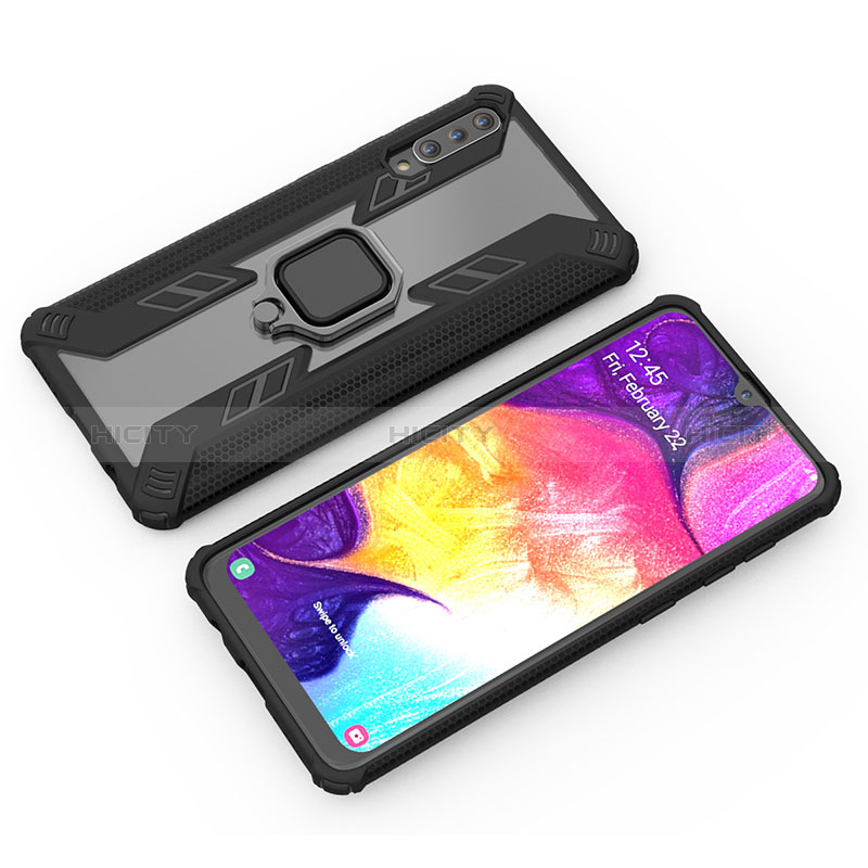 Silikon Hülle Handyhülle und Kunststoff Schutzhülle Hartschalen Tasche mit Magnetisch Fingerring Ständer KC4 für Samsung Galaxy A30S