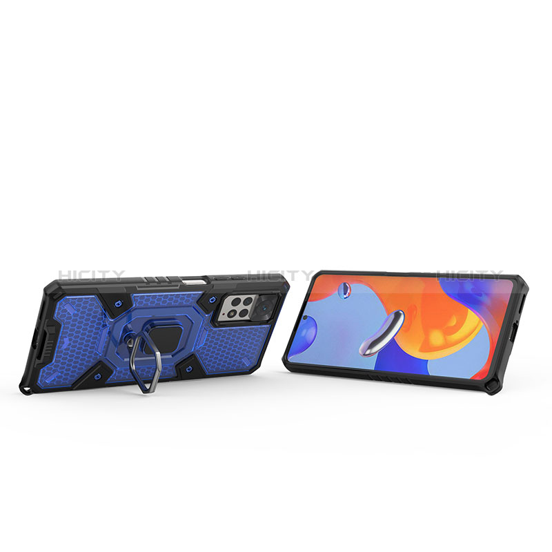 Silikon Hülle Handyhülle und Kunststoff Schutzhülle Hartschalen Tasche mit Magnetisch Fingerring Ständer KC4 für Xiaomi Redmi Note 11 Pro 4G groß