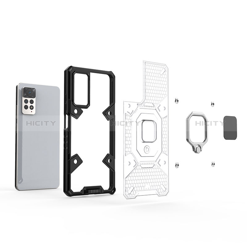 Silikon Hülle Handyhülle und Kunststoff Schutzhülle Hartschalen Tasche mit Magnetisch Fingerring Ständer KC4 für Xiaomi Redmi Note 11 Pro 5G