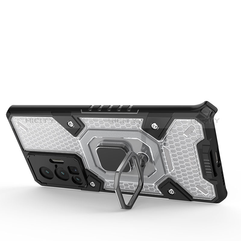 Silikon Hülle Handyhülle und Kunststoff Schutzhülle Hartschalen Tasche mit Magnetisch Fingerring Ständer KC5 für Vivo X70 Pro 5G
