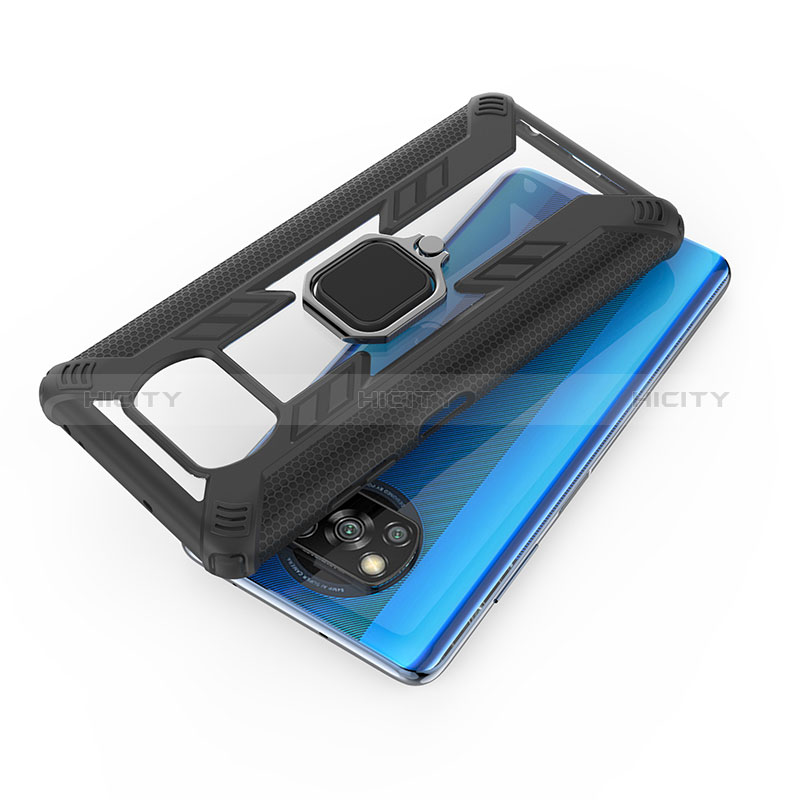Silikon Hülle Handyhülle und Kunststoff Schutzhülle Hartschalen Tasche mit Magnetisch Fingerring Ständer KC6 für Xiaomi Poco X3 NFC