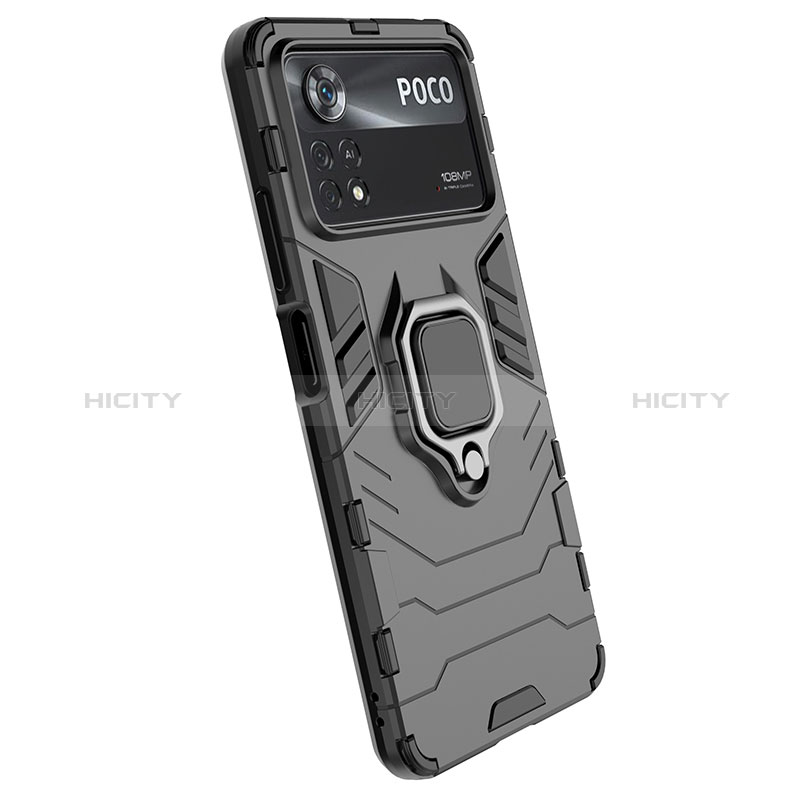 Silikon Hülle Handyhülle und Kunststoff Schutzhülle Hartschalen Tasche mit Magnetisch Fingerring Ständer KC6 für Xiaomi Redmi Note 11E Pro 5G