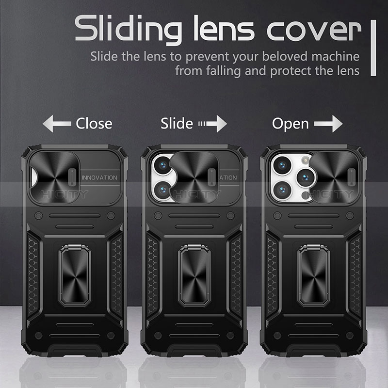 Silikon Hülle Handyhülle und Kunststoff Schutzhülle Hartschalen Tasche mit Magnetisch Fingerring Ständer KC7 für Apple iPhone 13 Pro Max