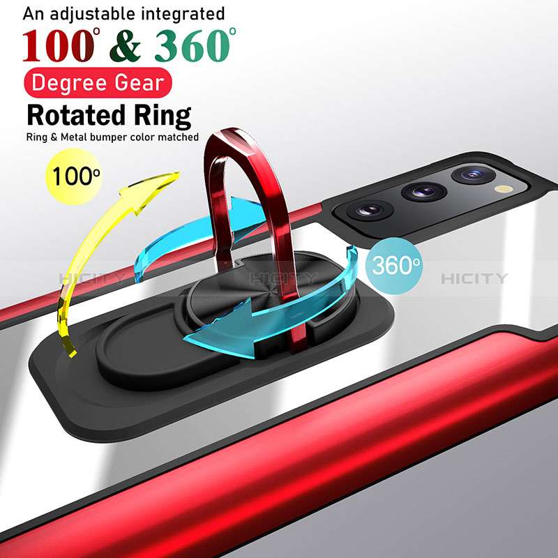 Silikon Hülle Handyhülle und Kunststoff Schutzhülle Hartschalen Tasche mit Magnetisch Fingerring Ständer LK1 für Samsung Galaxy S20 FE (2022) 5G groß