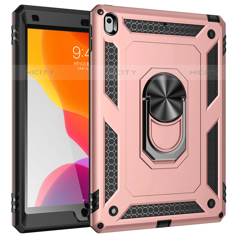 Silikon Hülle Handyhülle und Kunststoff Schutzhülle Hartschalen Tasche mit Magnetisch Fingerring Ständer MQ1 für Apple iPad 10.2 (2020) Rosegold