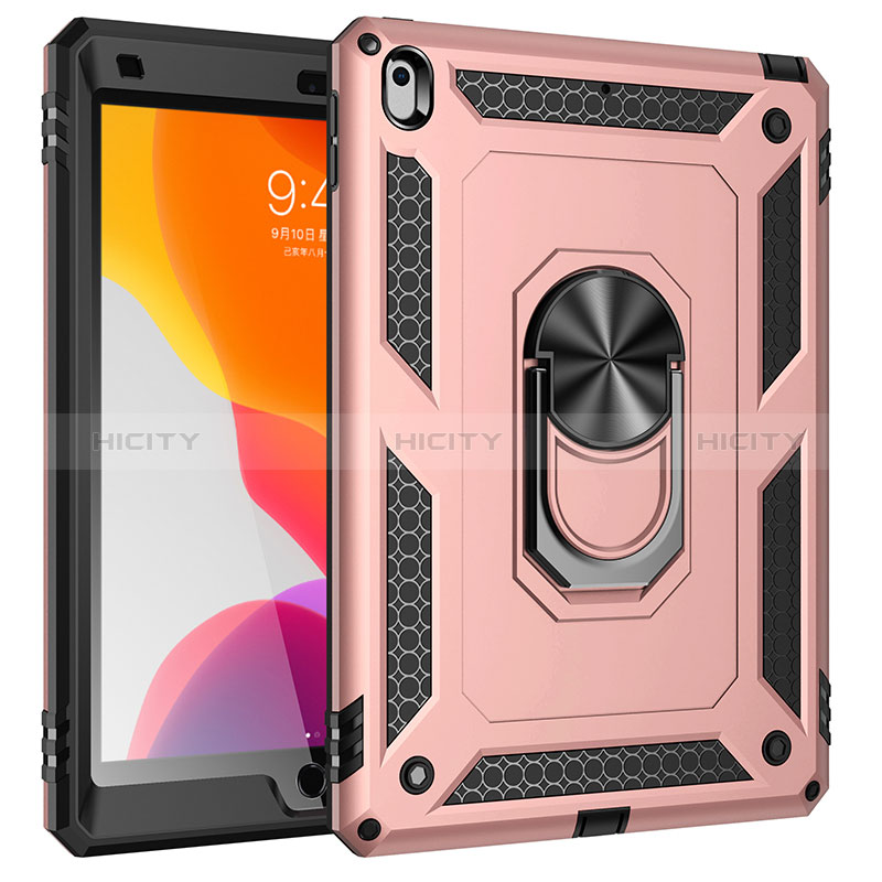 Silikon Hülle Handyhülle und Kunststoff Schutzhülle Hartschalen Tasche mit Magnetisch Fingerring Ständer MQ1 für Apple iPad 10.2 (2021) Rosegold