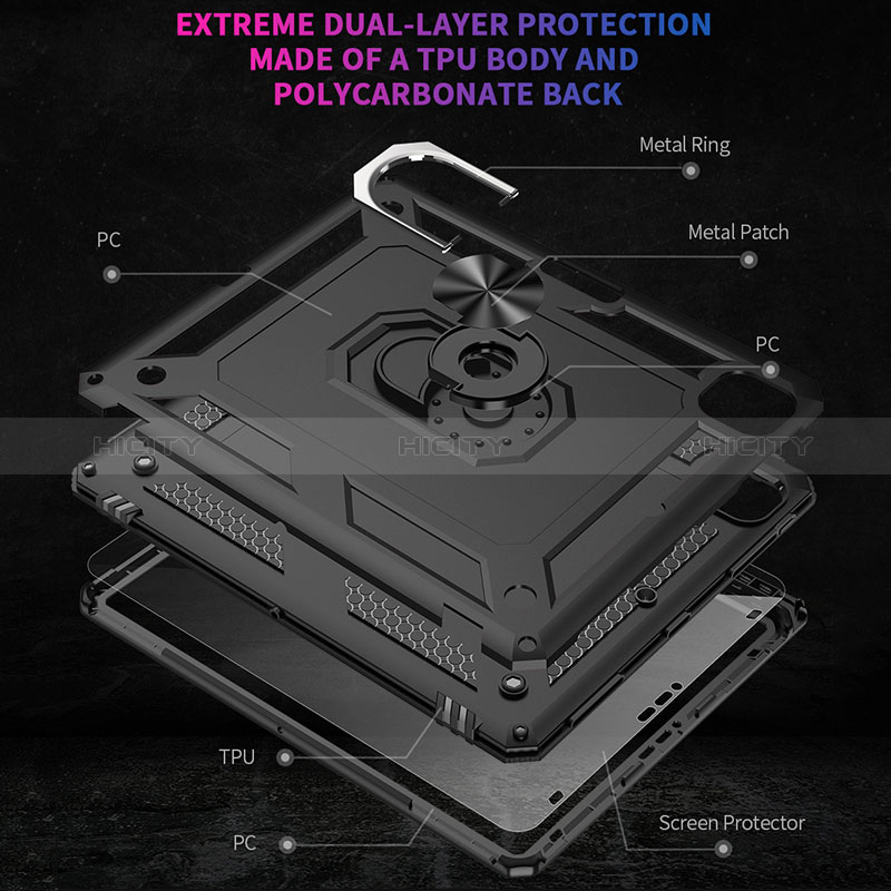 Silikon Hülle Handyhülle und Kunststoff Schutzhülle Hartschalen Tasche mit Magnetisch Fingerring Ständer MQ1 für Apple iPad Pro 11 (2020)
