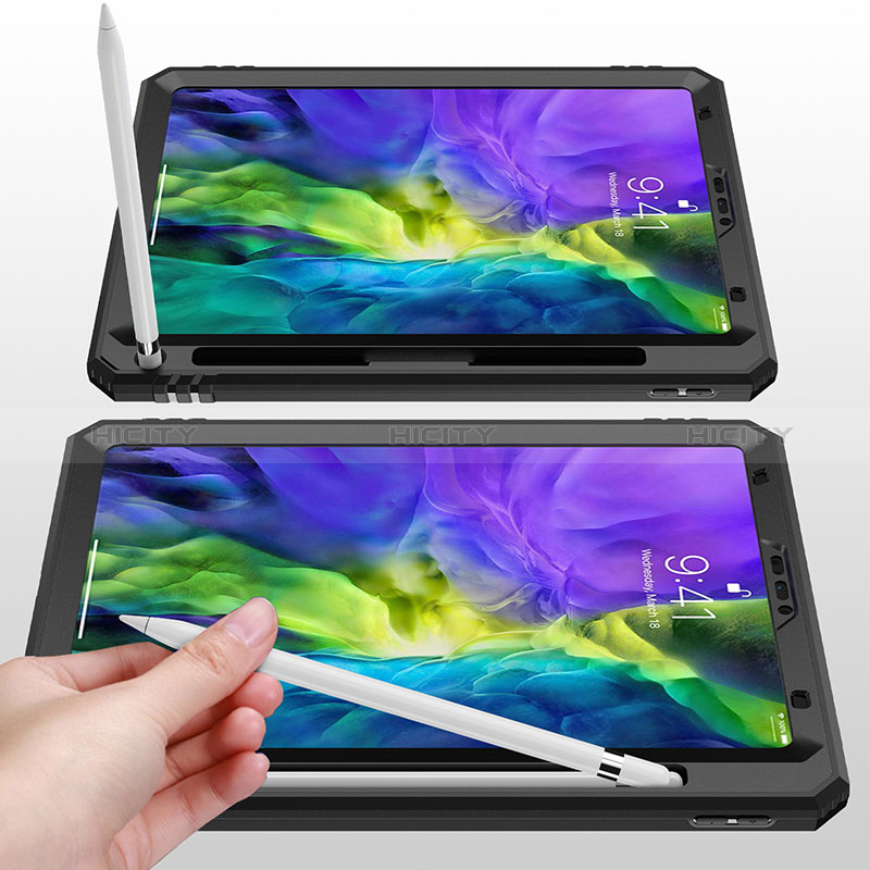 Silikon Hülle Handyhülle und Kunststoff Schutzhülle Hartschalen Tasche mit Magnetisch Fingerring Ständer MQ1 für Apple iPad Pro 11 (2020) groß