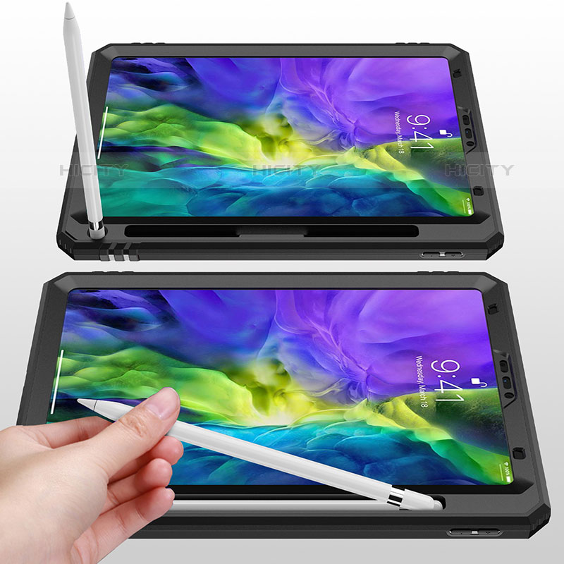 Silikon Hülle Handyhülle und Kunststoff Schutzhülle Hartschalen Tasche mit Magnetisch Fingerring Ständer MQ1 für Apple iPad Pro 11 (2021) groß