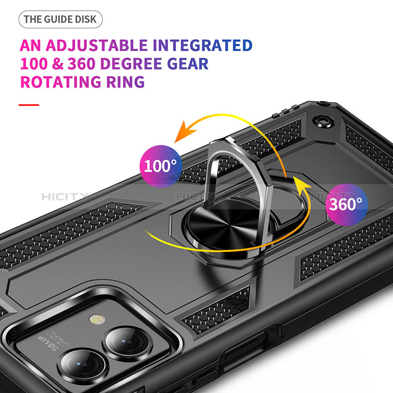 Silikon Hülle Handyhülle und Kunststoff Schutzhülle Hartschalen Tasche mit Magnetisch Fingerring Ständer MQ1 für Motorola Moto G Stylus (2023) 5G groß