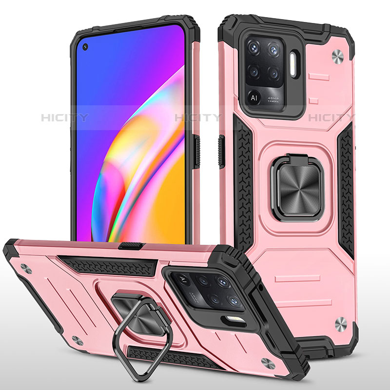 Silikon Hülle Handyhülle und Kunststoff Schutzhülle Hartschalen Tasche mit Magnetisch Fingerring Ständer MQ1 für Oppo A94 4G