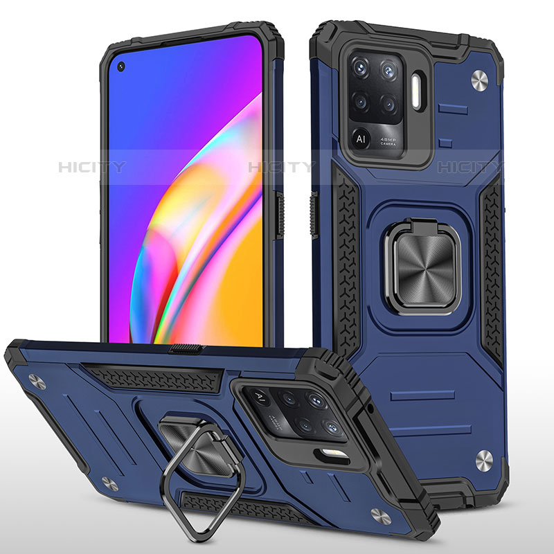 Silikon Hülle Handyhülle und Kunststoff Schutzhülle Hartschalen Tasche mit Magnetisch Fingerring Ständer MQ1 für Oppo F19 Pro