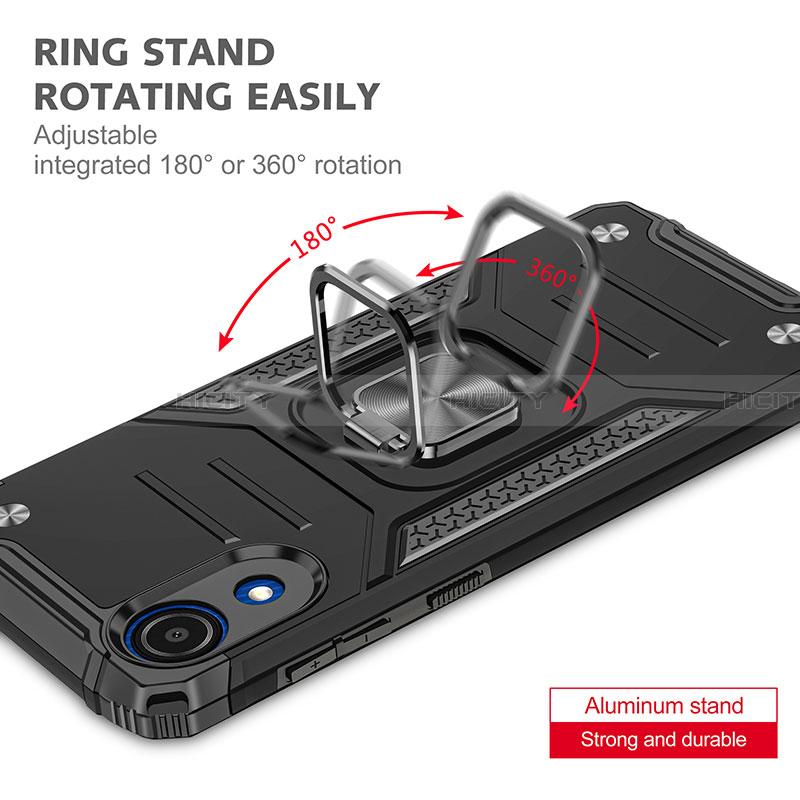 Silikon Hülle Handyhülle und Kunststoff Schutzhülle Hartschalen Tasche mit Magnetisch Fingerring Ständer MQ1 für Samsung Galaxy A03 Core