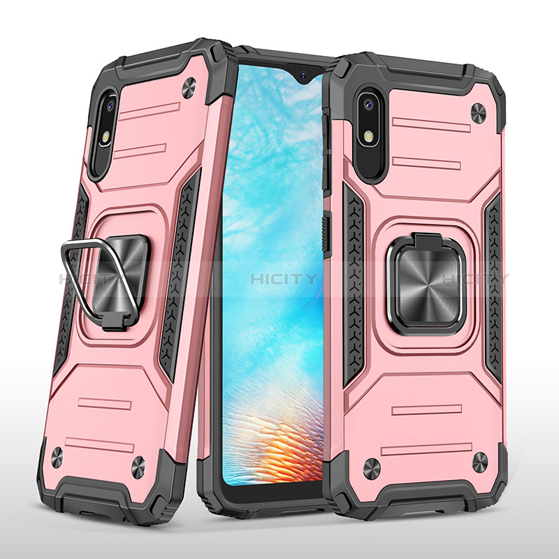 Silikon Hülle Handyhülle und Kunststoff Schutzhülle Hartschalen Tasche mit Magnetisch Fingerring Ständer MQ1 für Samsung Galaxy A10e Rosegold Plus