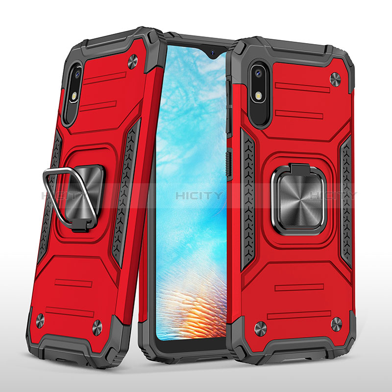 Silikon Hülle Handyhülle und Kunststoff Schutzhülle Hartschalen Tasche mit Magnetisch Fingerring Ständer MQ1 für Samsung Galaxy A10e Rot