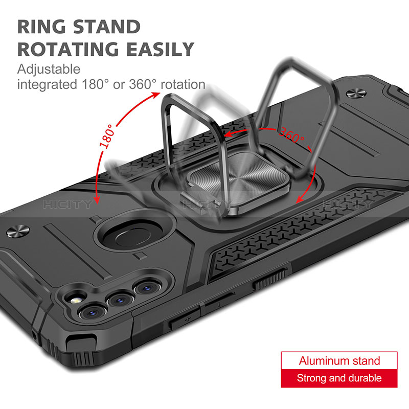 Silikon Hülle Handyhülle und Kunststoff Schutzhülle Hartschalen Tasche mit Magnetisch Fingerring Ständer MQ1 für Samsung Galaxy A11 groß