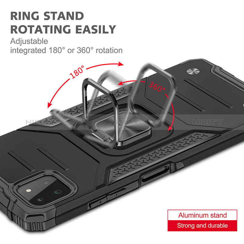 Silikon Hülle Handyhülle und Kunststoff Schutzhülle Hartschalen Tasche mit Magnetisch Fingerring Ständer MQ1 für Samsung Galaxy A22s 5G